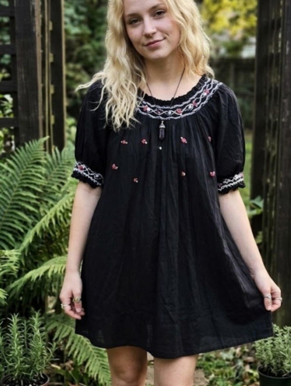 Free People Atlas Rose Black Tunic Dress Size Small Oversized